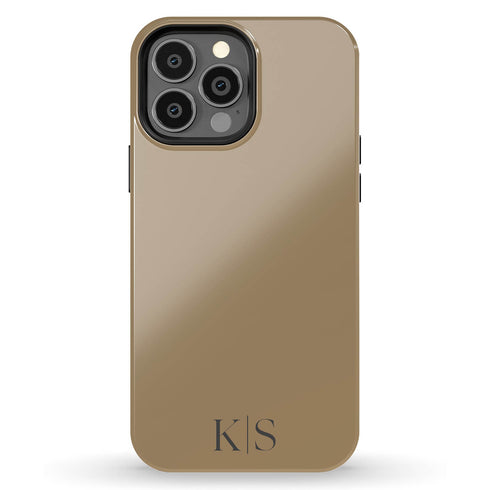 Custom Initials Earth Tones Monogram iPhone Case - Dark